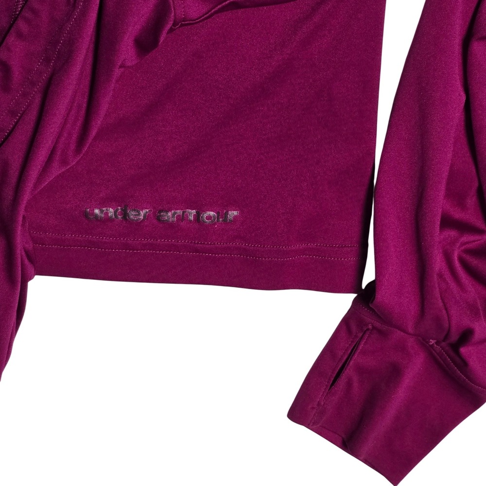 Under Armour HeatGear Catalyst Hoodie Womens XL Purple Thumbhole Fitted Running‎ - Picture 5 of 9